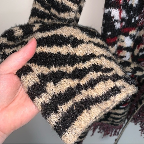 Anthropologie Paloma Fringed Cardigan Animal Print Fringe XL - Picture 10 of 15